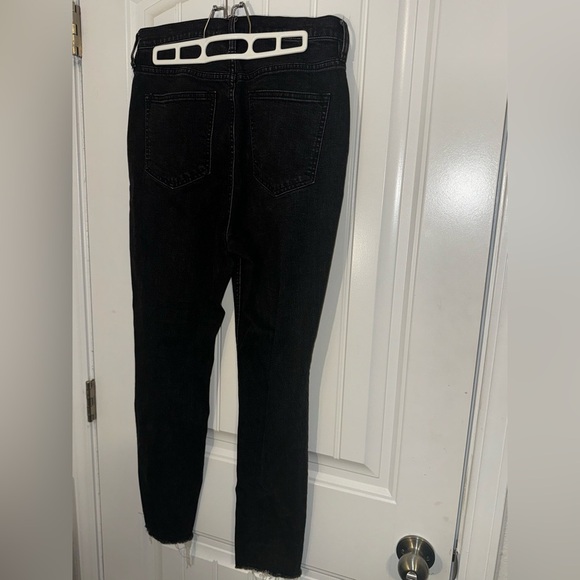 Free People Womens Curvy 29 Black Stretch Denim High Rise Skinny Button Fly Jean - Picture 9 of 13